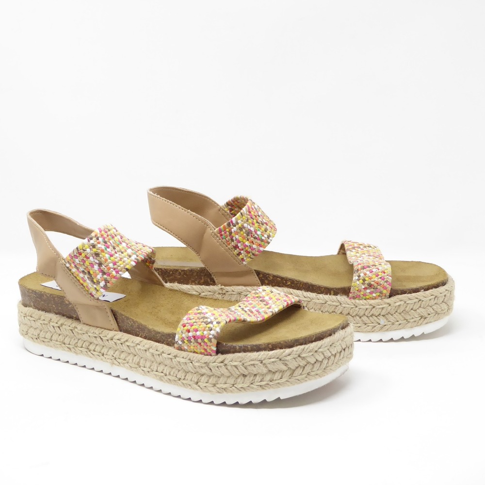Steve Madden Jaklin Women Size 9 Multi Color Woven Platform Espadrille Sandals